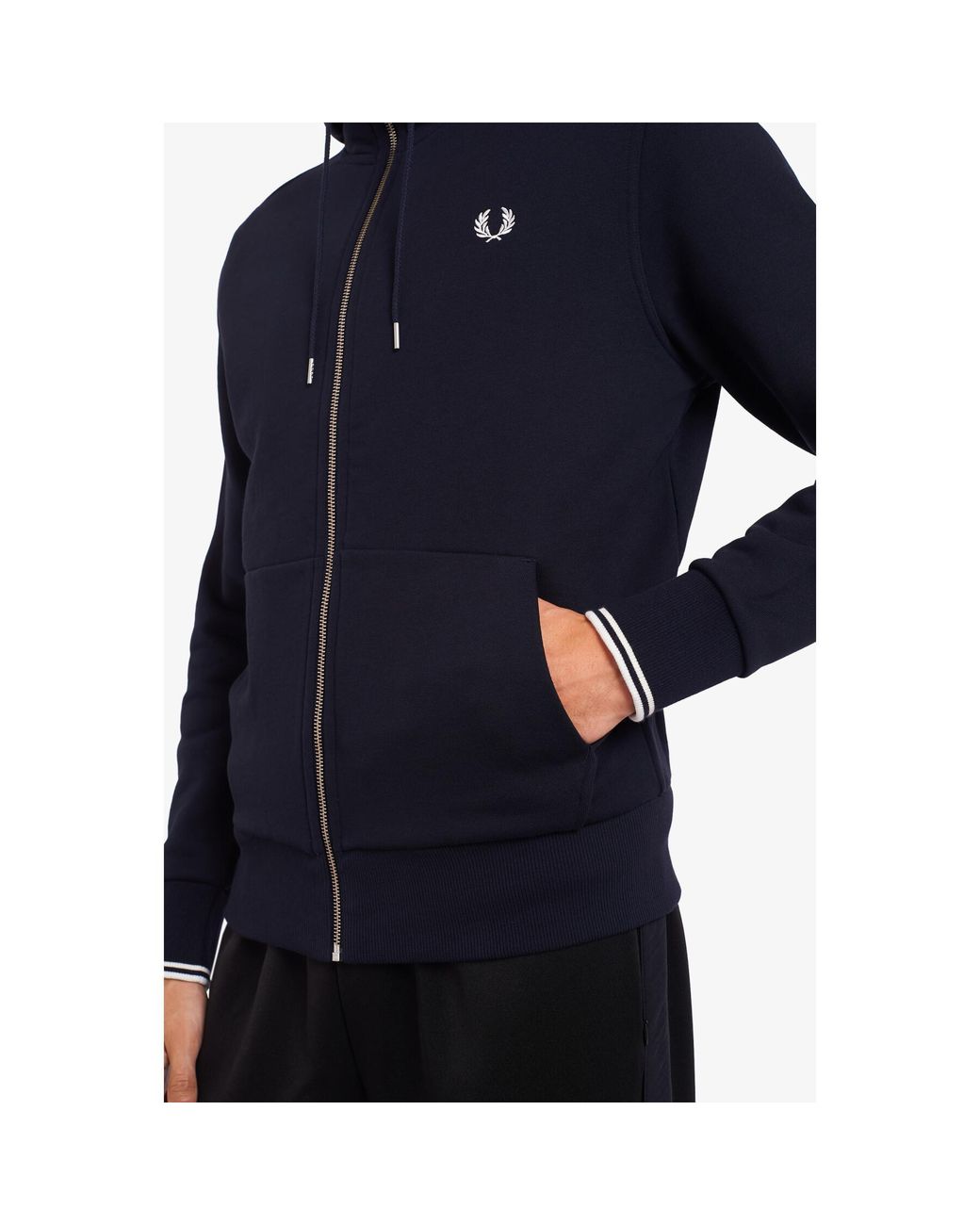 Fred Perry Blue Hooded Zip Knitwear for men