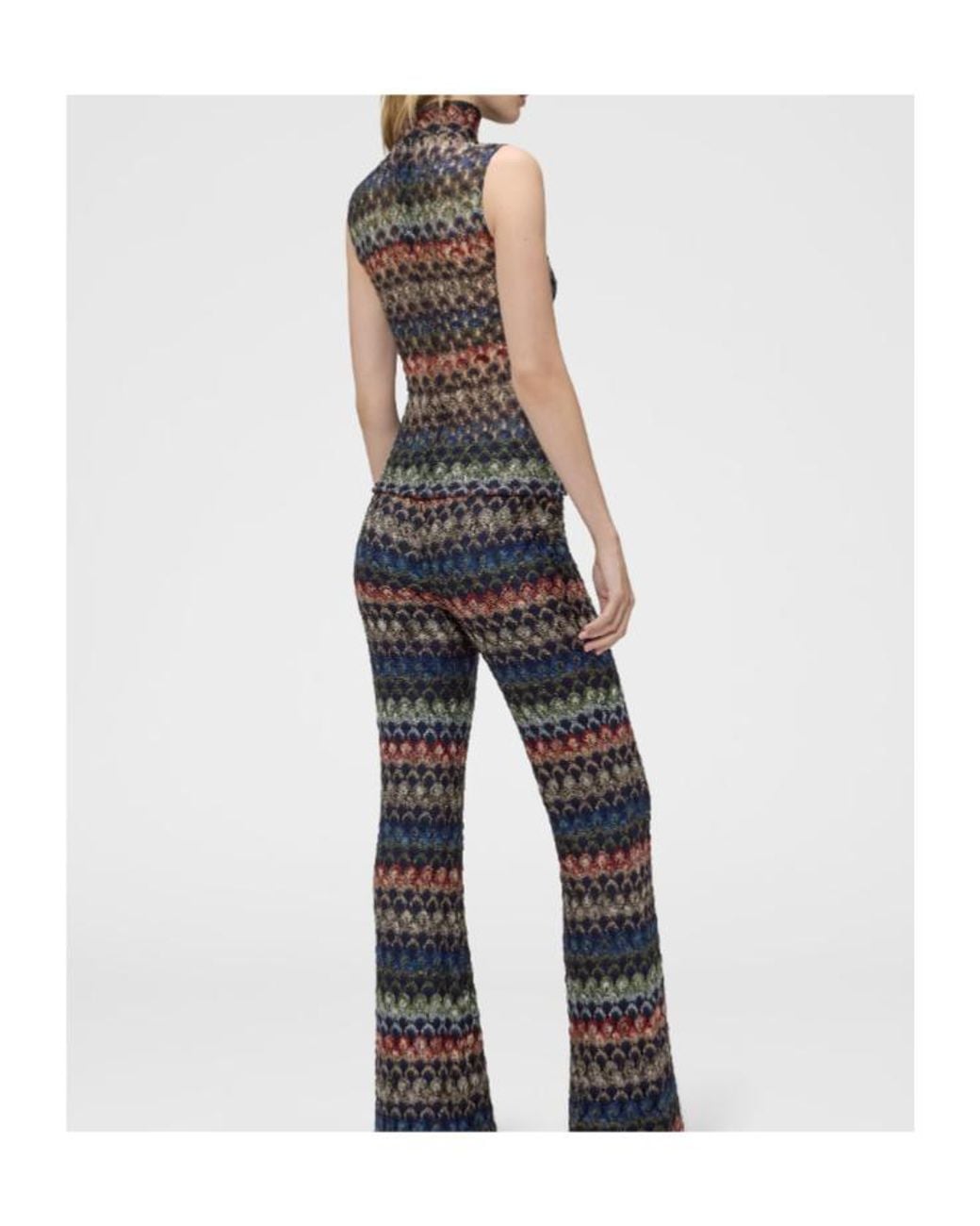 Missoni Black Sleeveless Viscose Lamé Top With Lace Motif