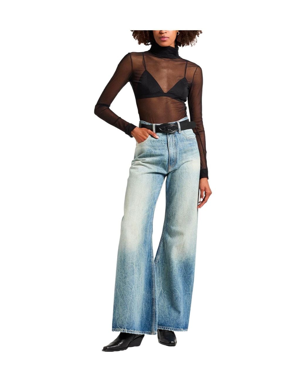 Maison Margiela Black Solid High-Neck Chiffon Jumpsuit