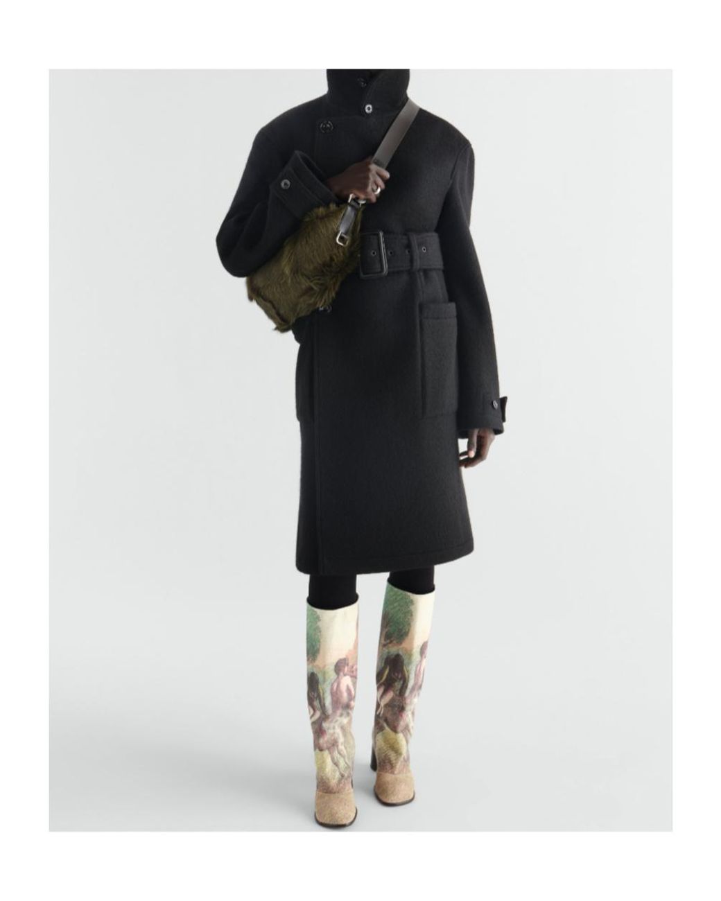 Lemaire Black Fitted Double-Breasted Wrap Coat
