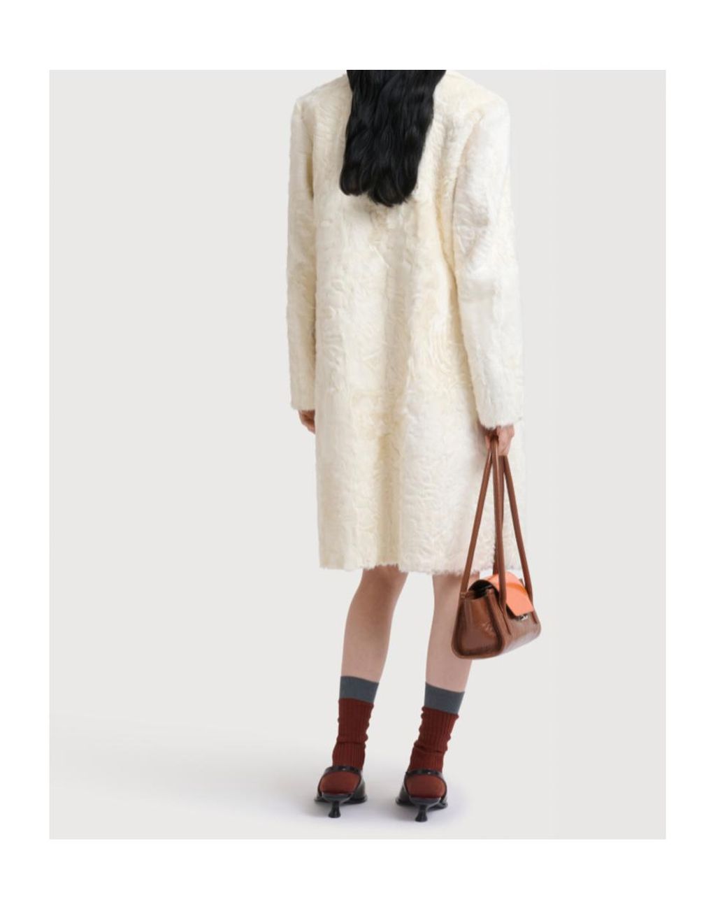 Marni White Wavy Lamb Fur Coat