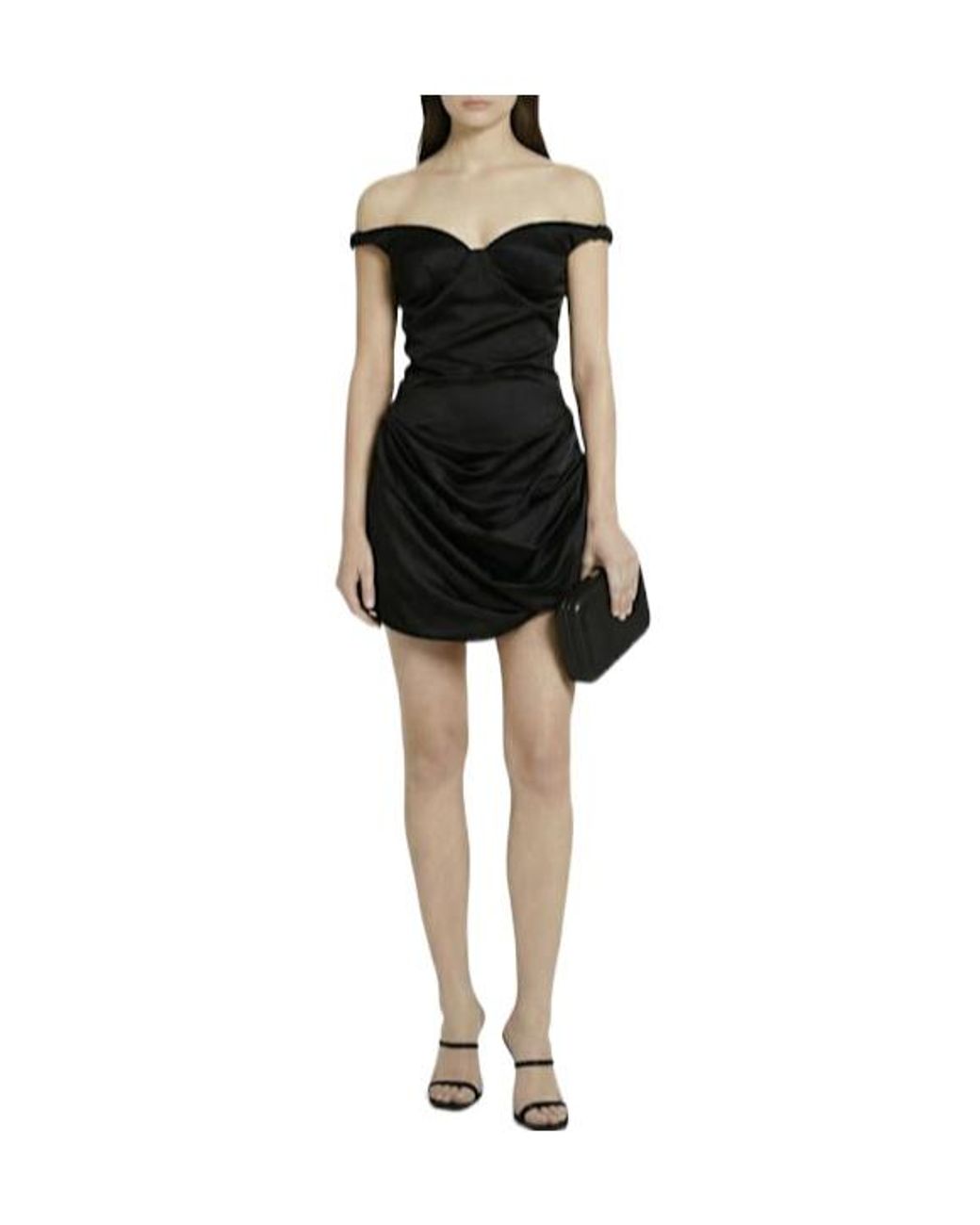 Magda Butrym Black Draped Viscose Blend Mini Dress