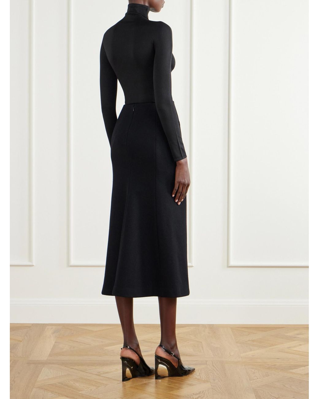 Alaïa Black Lightweight Wool-Felt Pencil Skirt