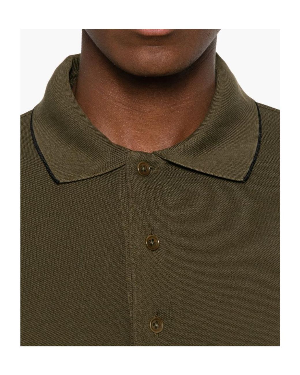 Tom Ford Green Contrast Short Sleeve Polo Shirt for men