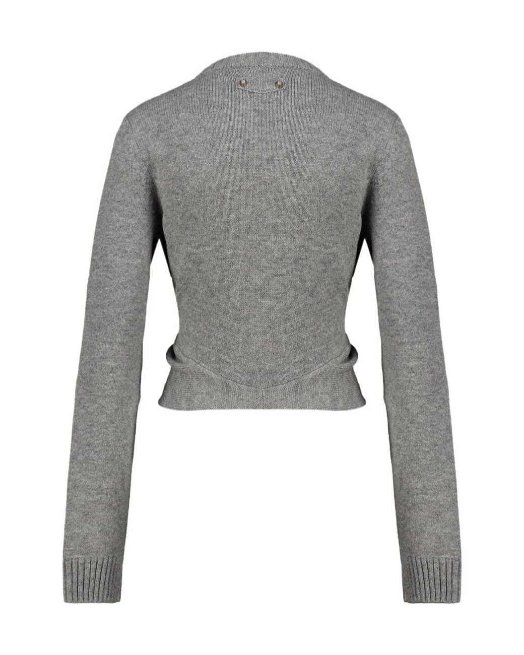 Balenciaga Gray Long-Sleeve Crew-Neck Sweater
