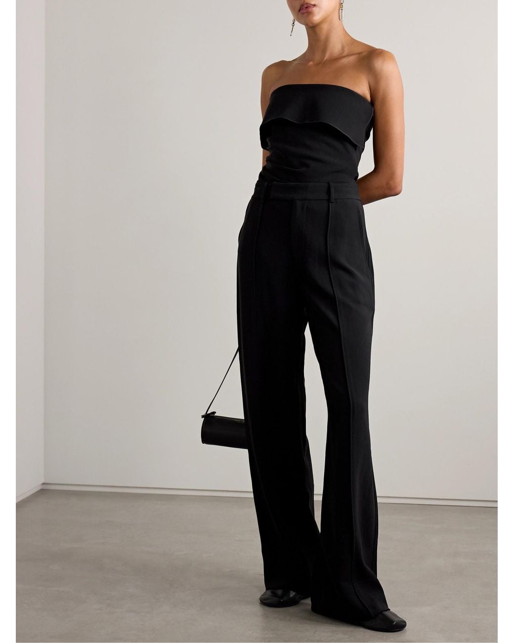 Proenza Schouler Black Felicity Strapless Layered Ruched Crepe Top