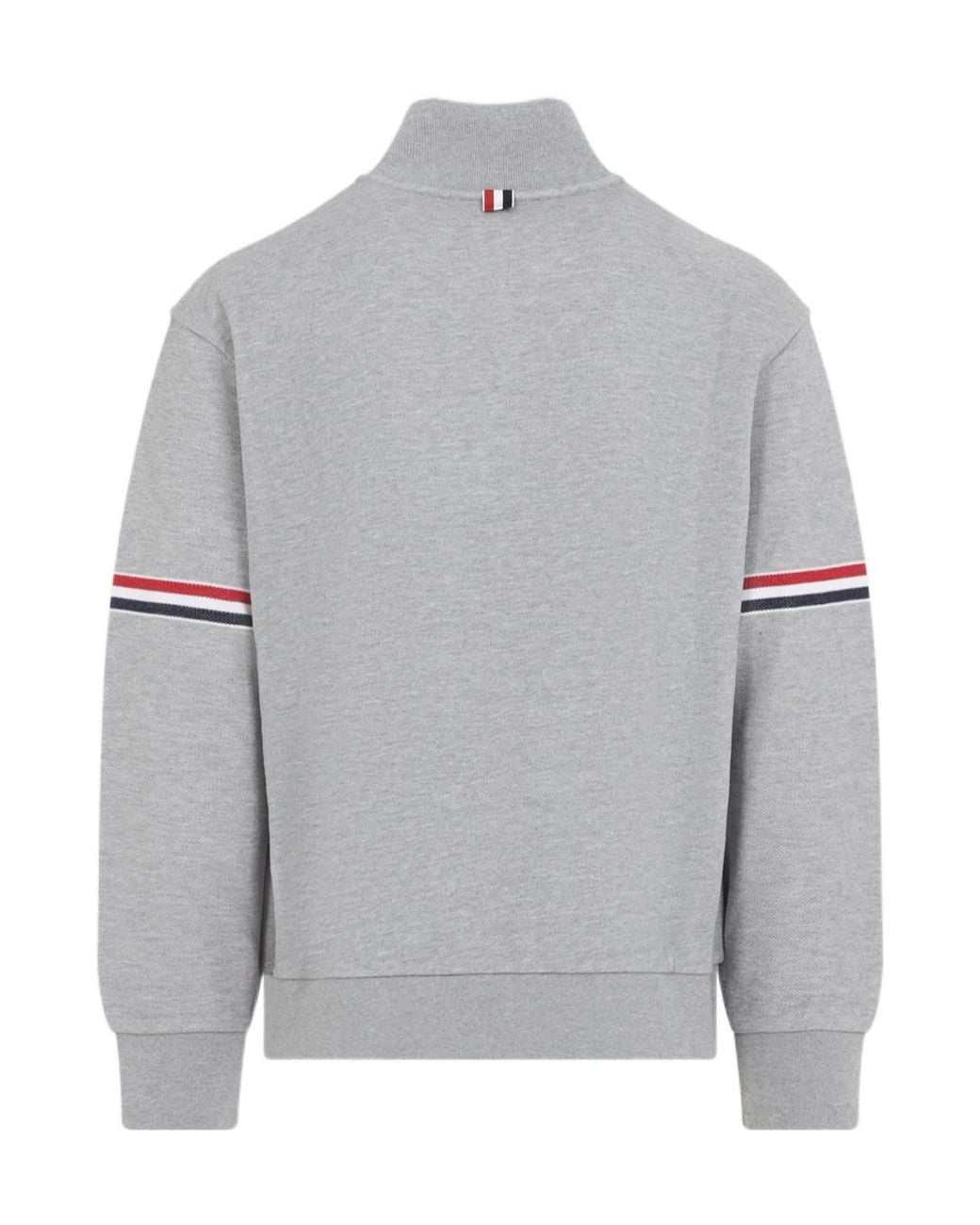 Thom Browne Gray Buttoned High-Neck Sweatshirt for men