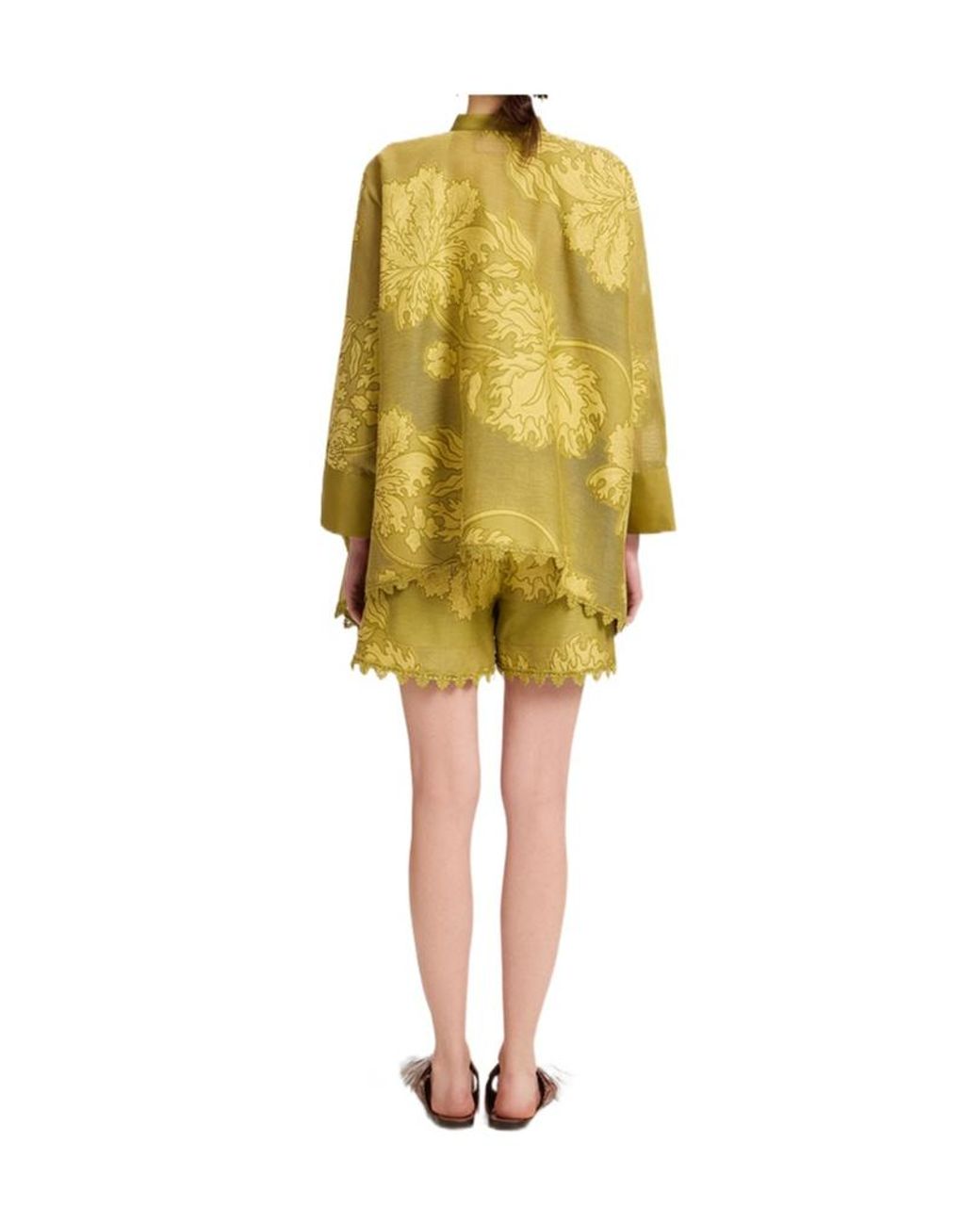 LaDoubleJ Green Good Butt Jacquard Lace-Trimmed Shorts