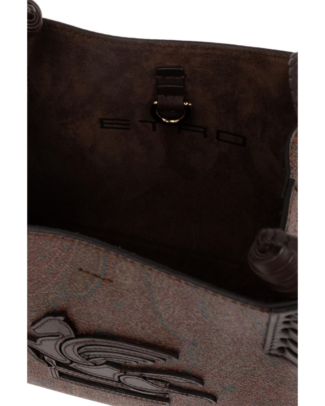Etro Brown Paisley Libra Small Top Handle Bag