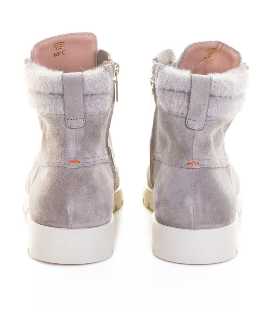 Santoni Gray Round Toe Ankle Boots