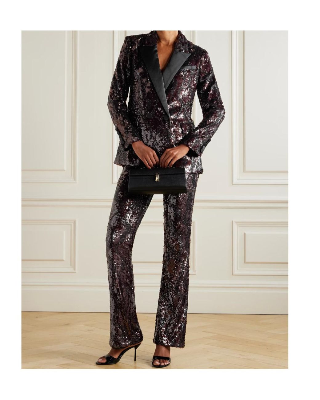 Veronica Beard Black Sevyn Sequined Satin Jacket