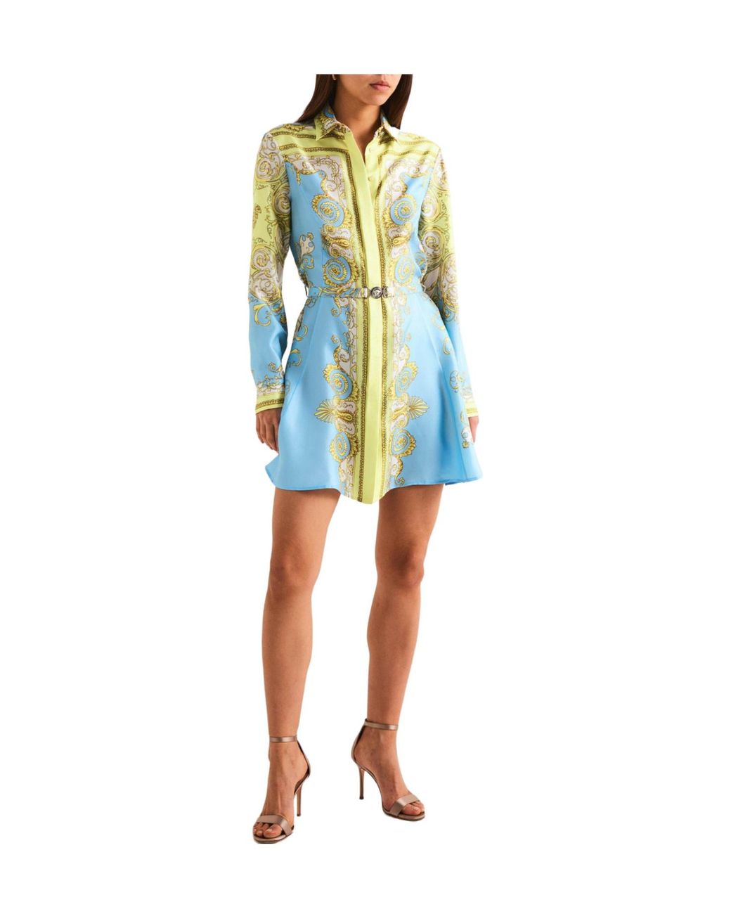 Versace Blue Print Long-Sleeve Shirt
