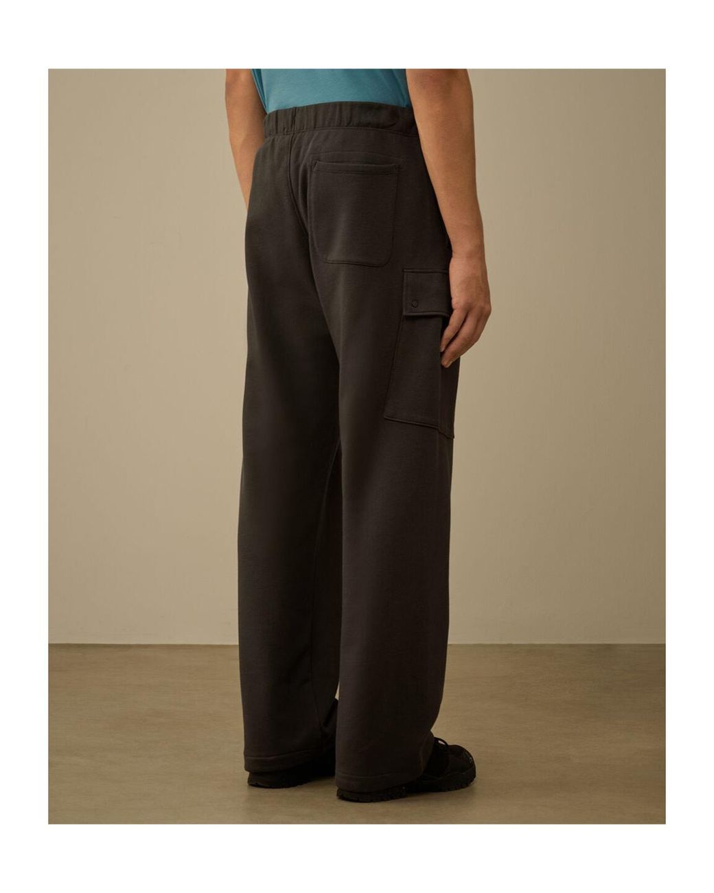 C P Company Black Diagonal Raised Fleece Cargo Sweatpants for men
