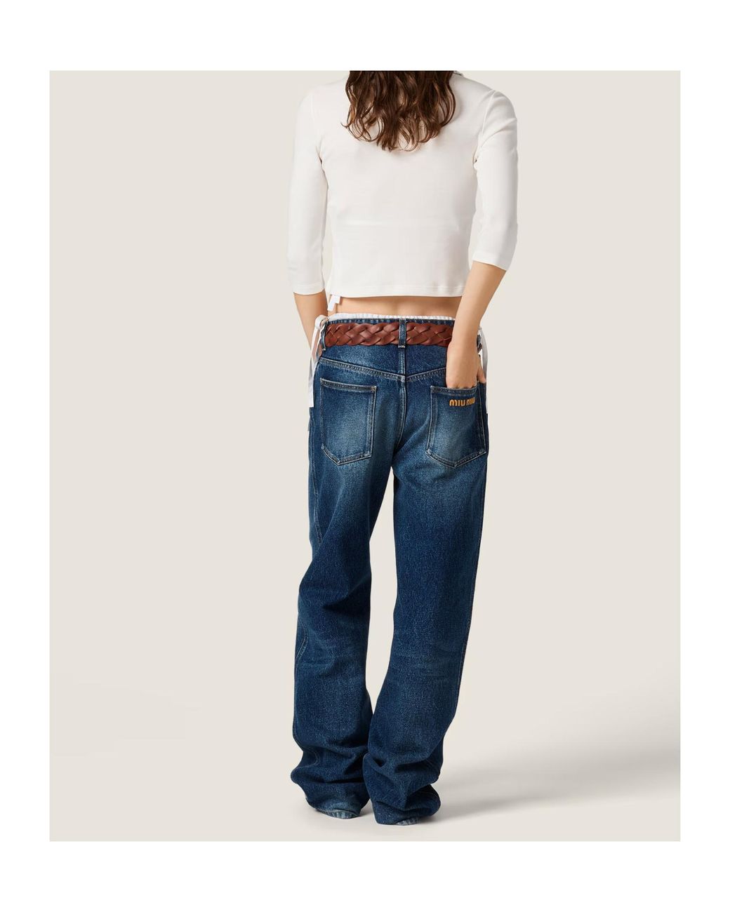 Miu Miu White Ribbed Knit Top