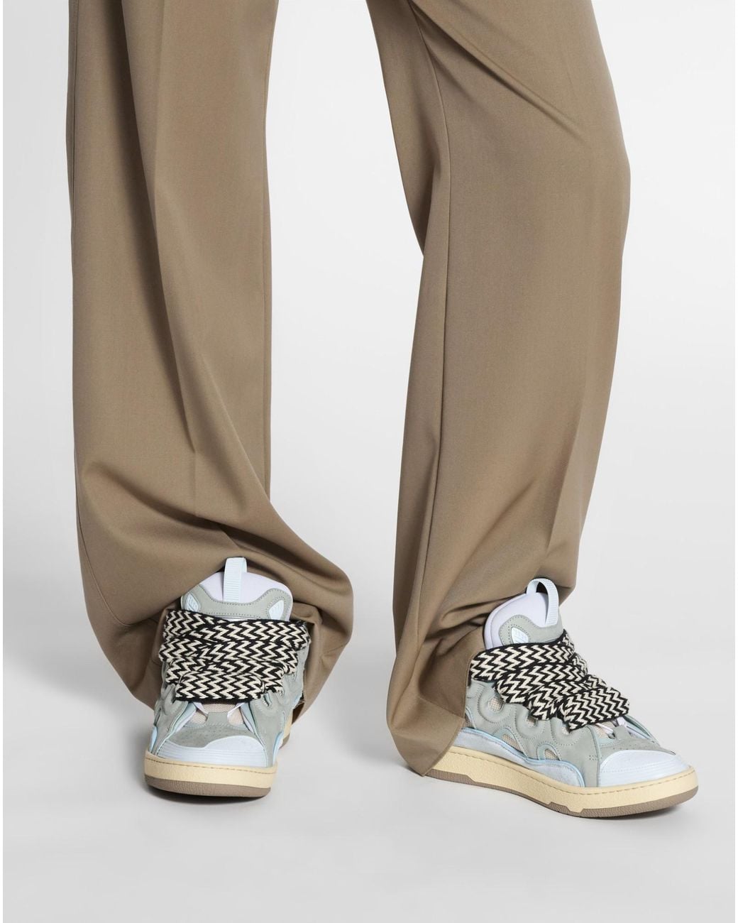 Lanvin White Round-Toe Lace-Up Sneakers
