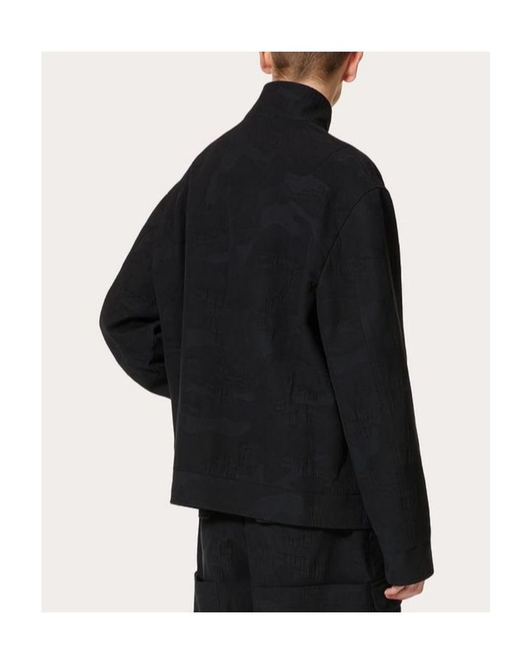 Valentino Black Logo Detailed Zip-Up Long-Sleeved Jacket for men