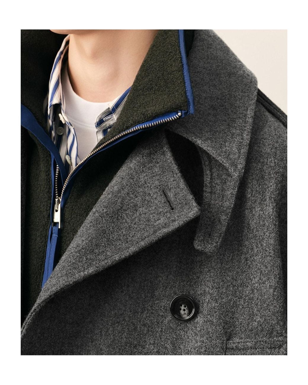 AMI Gray Ami Double-Breasted Coat for men