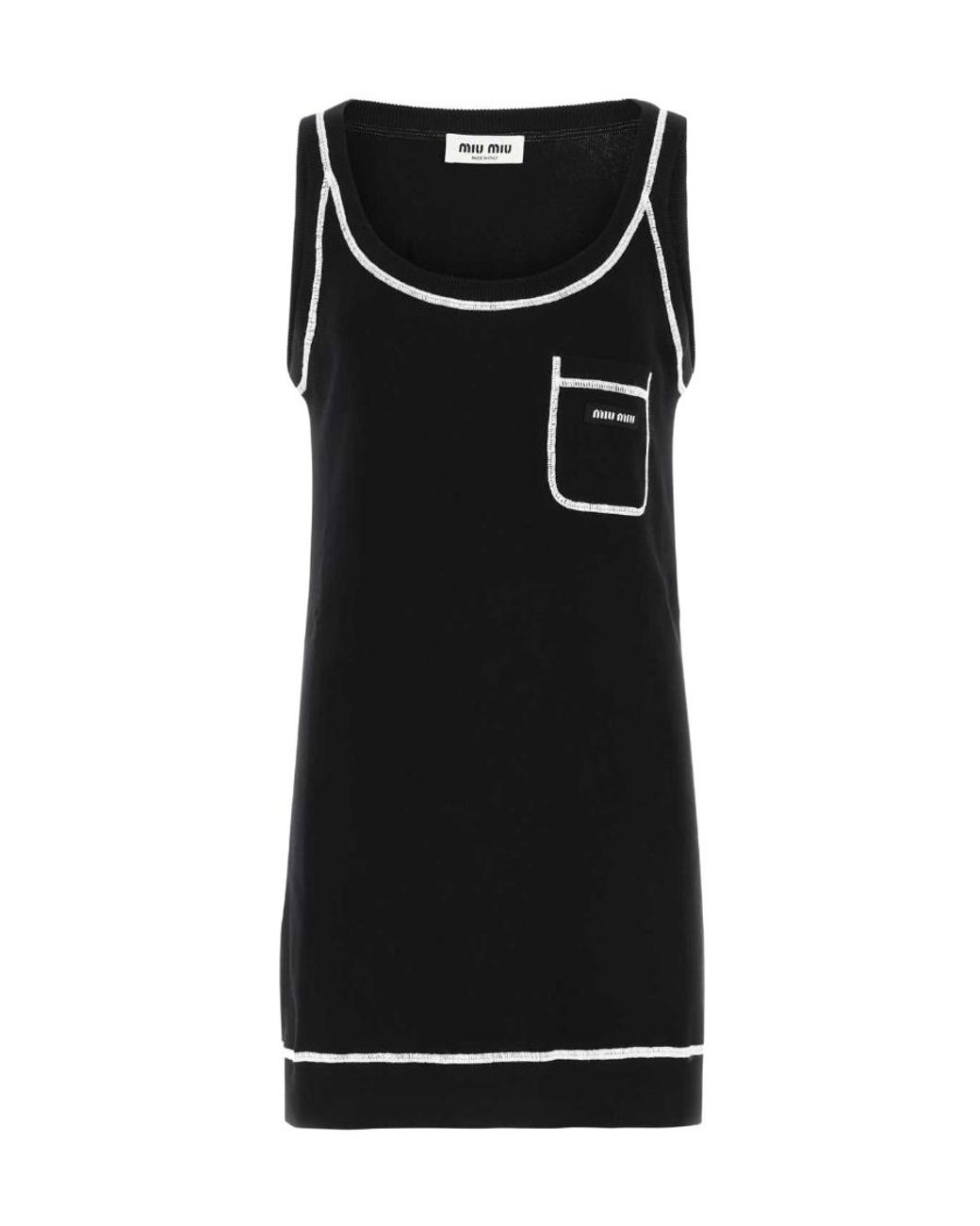 Miu Miu Black Contrast Stitching Mini Dress
