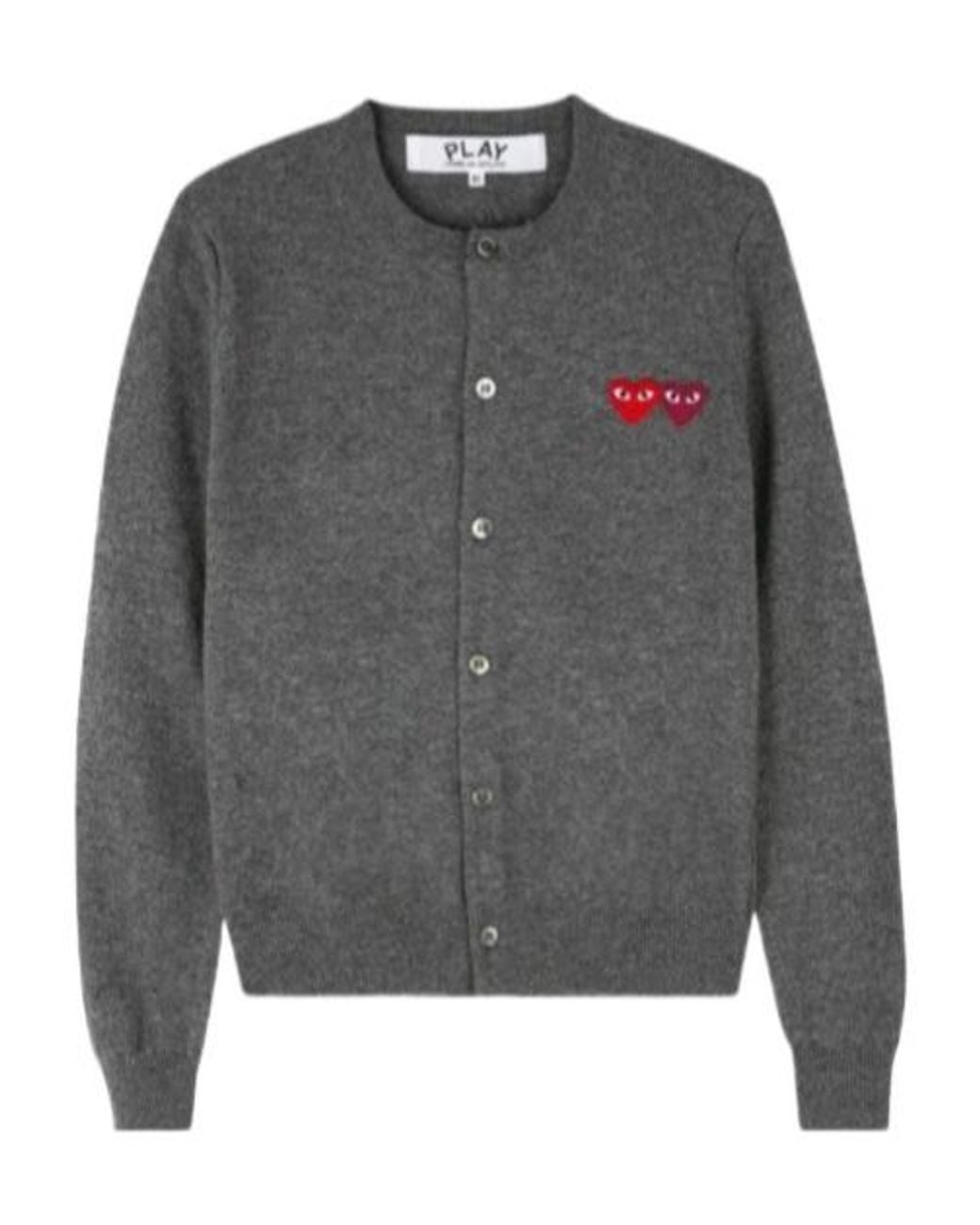 COMME DES GARÇONS PLAY Gray Comme Des Garçons Play Crewneck Knitted Cardigan for men