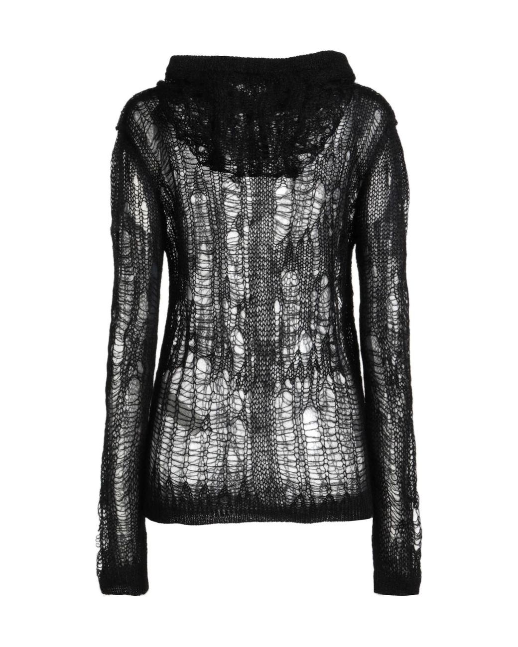 Rick Owens Black Solid Lightweight Knit Hoodie