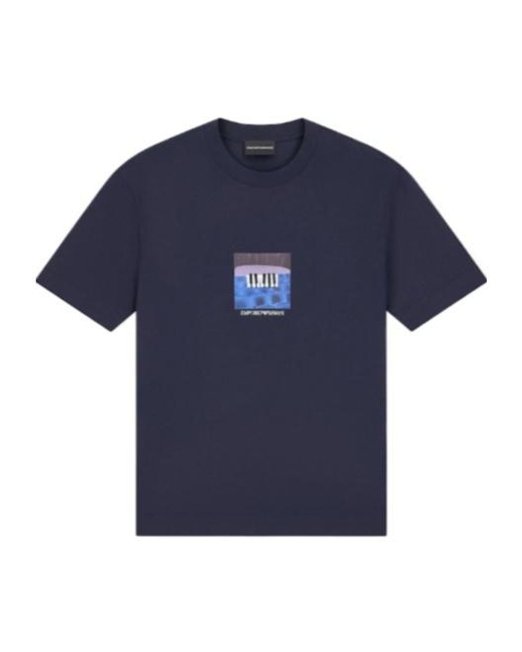 Emporio Armani Blue Graphic-Print T-Shirt for men