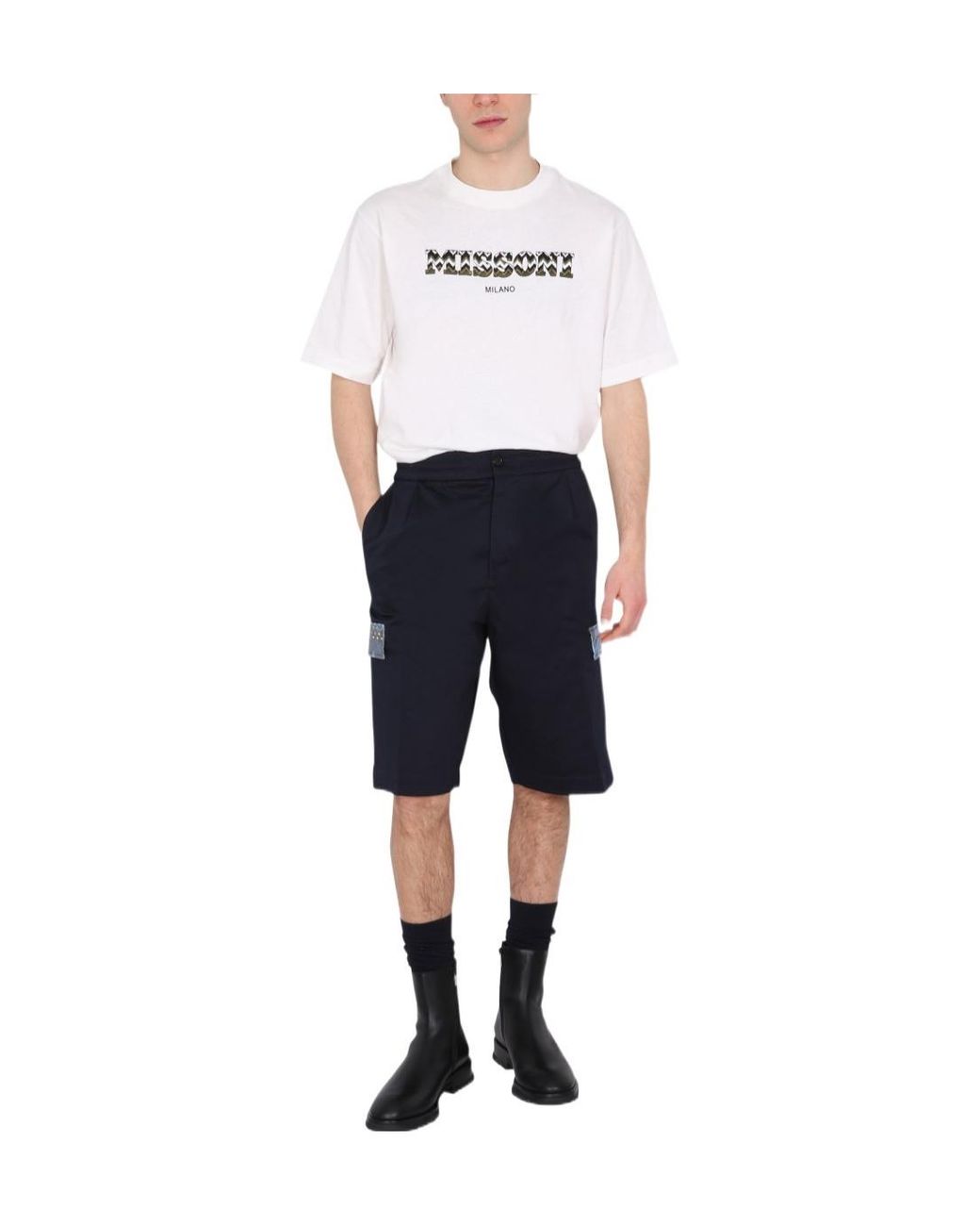 Missoni Blue Elasticated-Waist Knee-Length Cargo Shorts for men