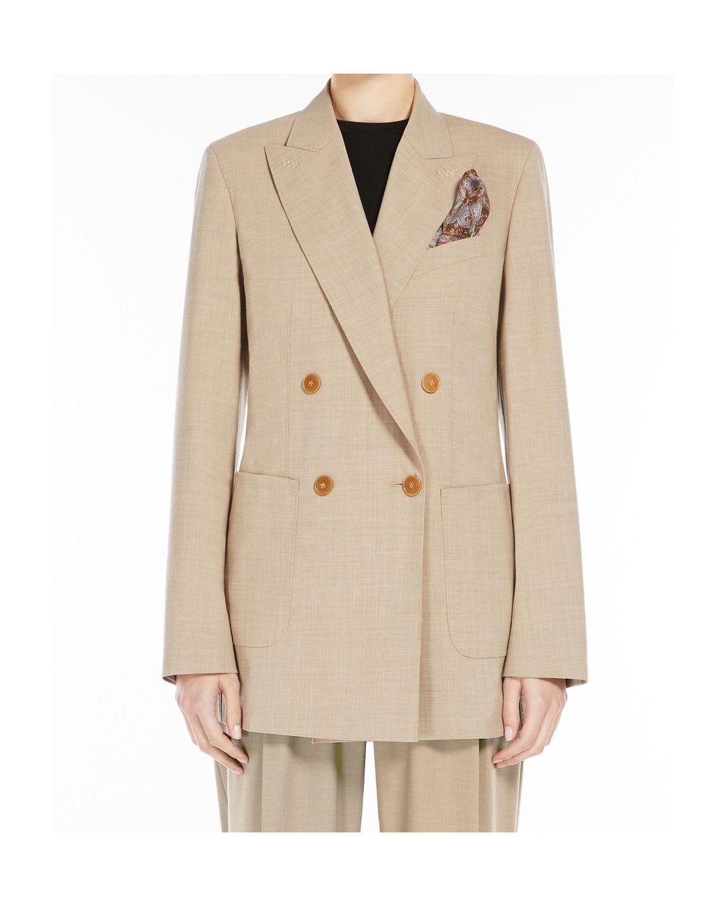 Max Mara Natural Corfu Double-Breasted Long-Sleeved Jacket