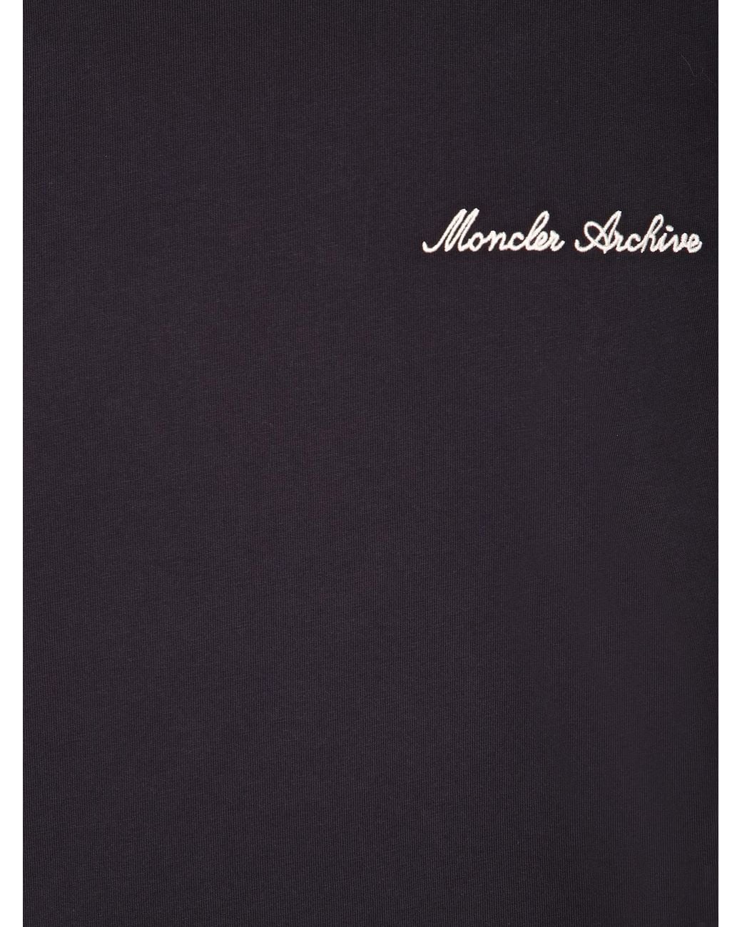 Moncler Blue Logo Embroidered Crewneck T-Shirt for men