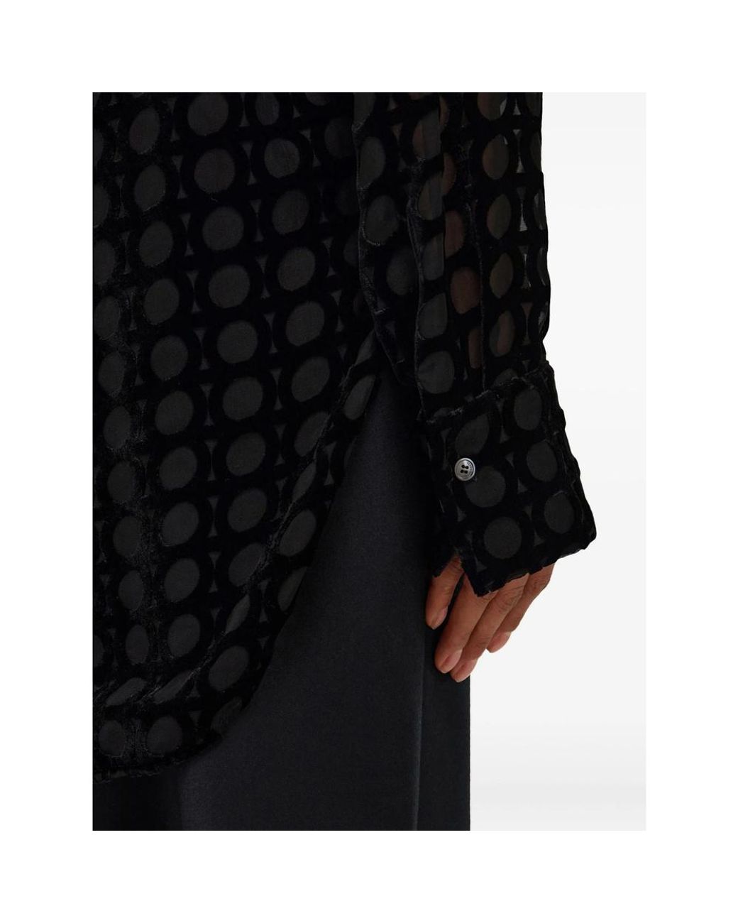 Ferragamo Black Ferragamo Devoré-Effect Long-Sleeved Shirt