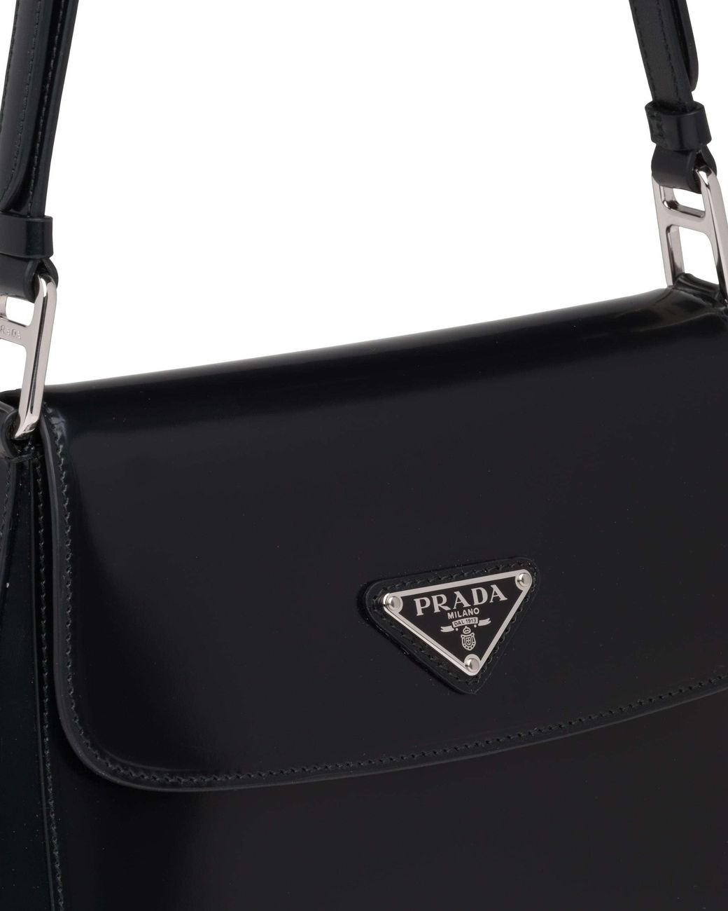 Prada Black Cleo Logo Patch Shoulder Bag