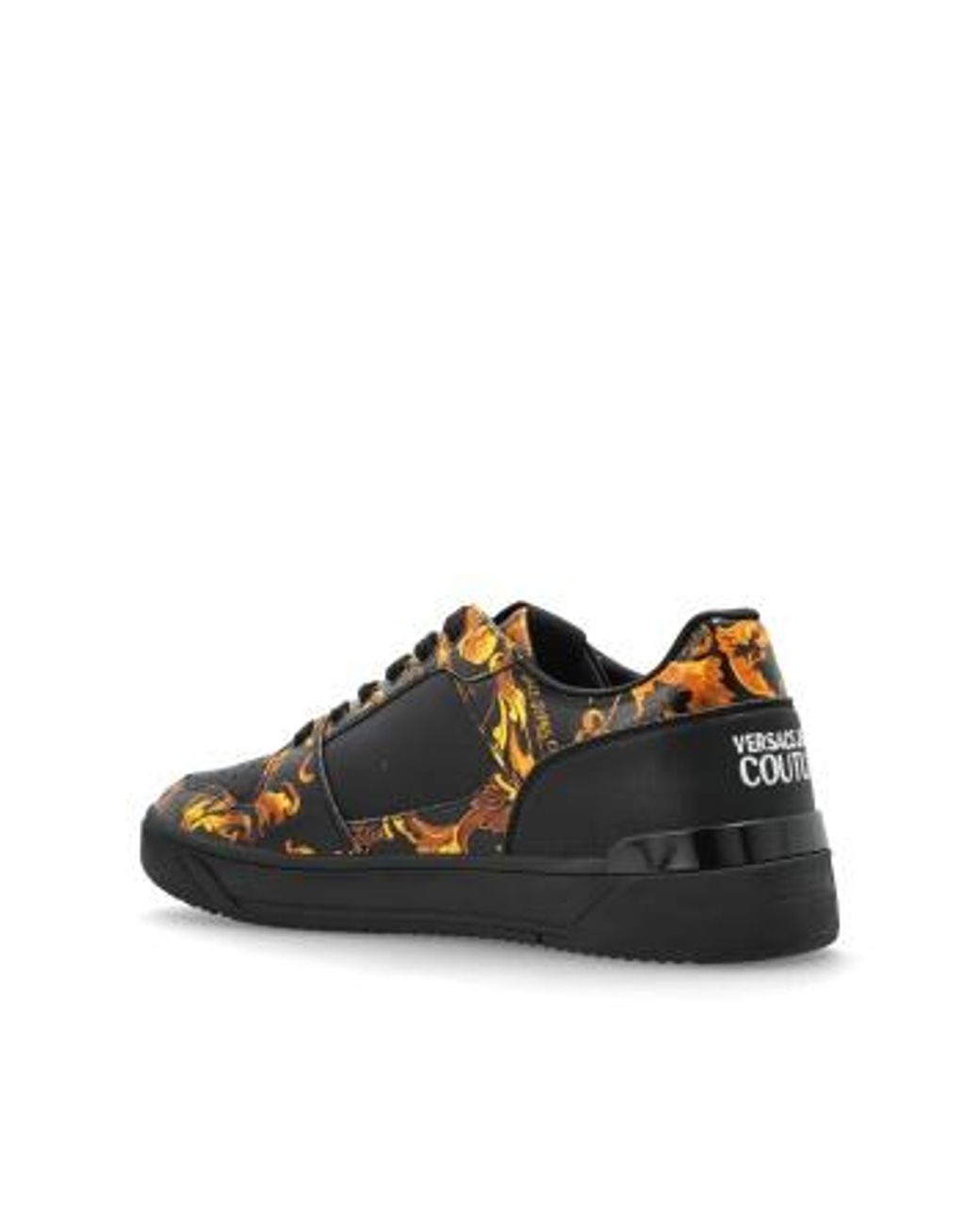 Versace Jeans Black Couture Barocco-Print Lace-Up Sneakers for men