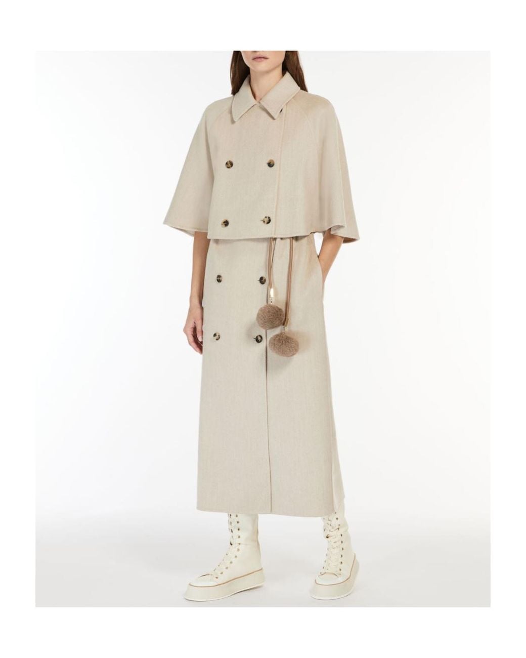 Max Mara Natural Plava Double-Breasted Belted Coat