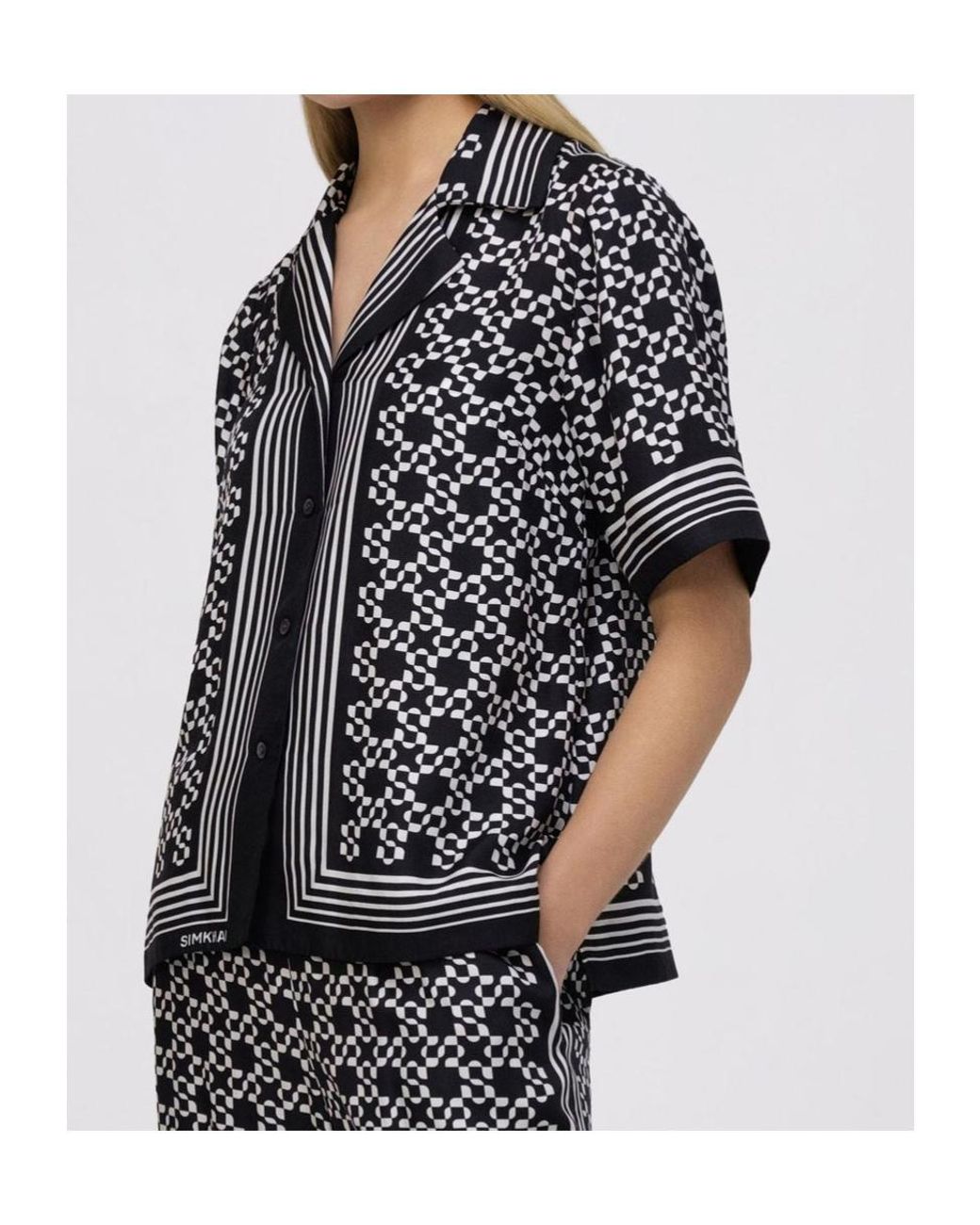 Jonathan Simkhai Black Koda Satin Shirt