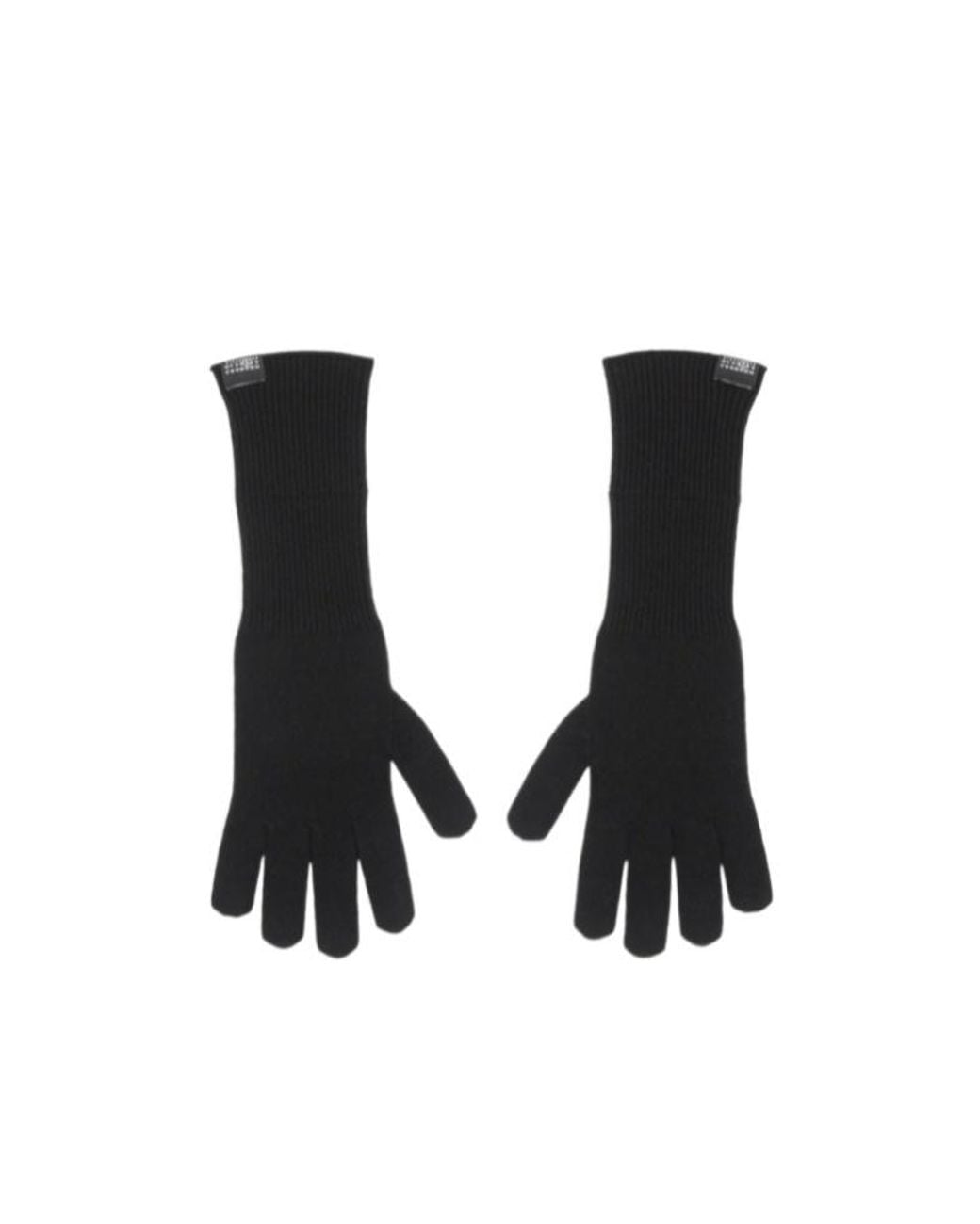 MM6 by Maison Margiela Black Logo Detailed Ribbed Gloves