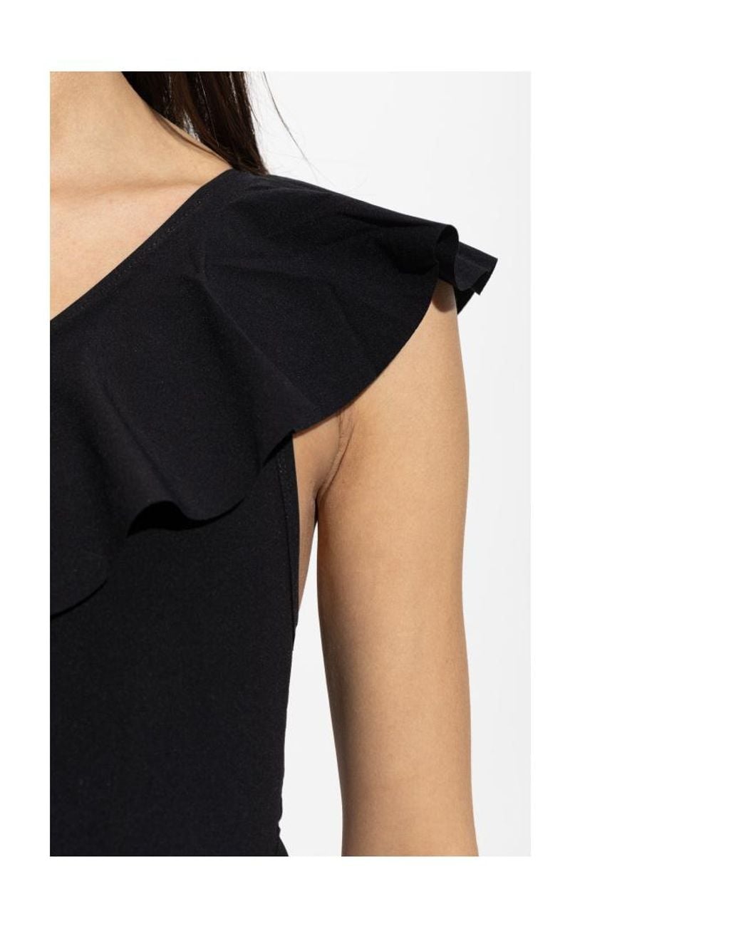 Isabel Marant Black Sicilya Ruffled One-Shoulder Swimsuit