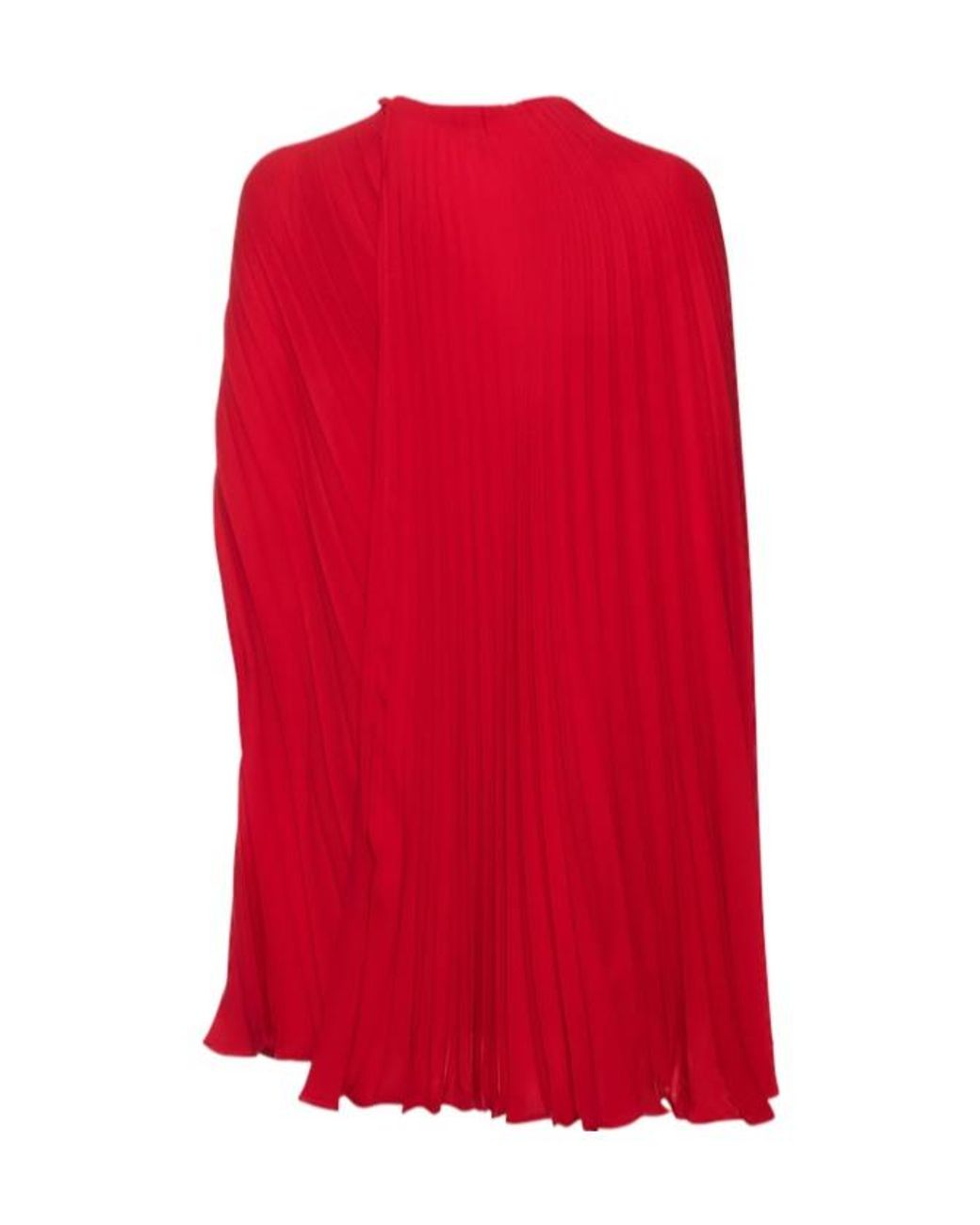 Valentino Red Diagonal Pleat Silk Georgette Mini Dress