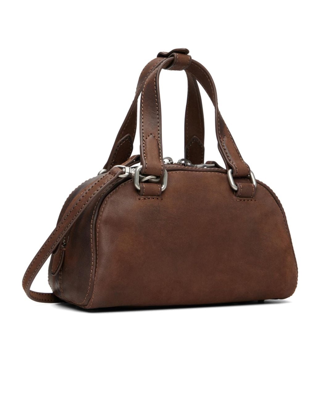 DIESEL Brown Oval D Leather Shoulder Bag