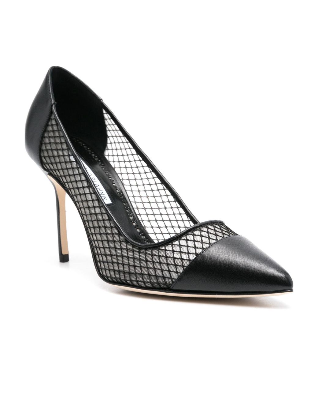 Manolo Blahnik Metallic Capcour Mesh-Panelled Pumps