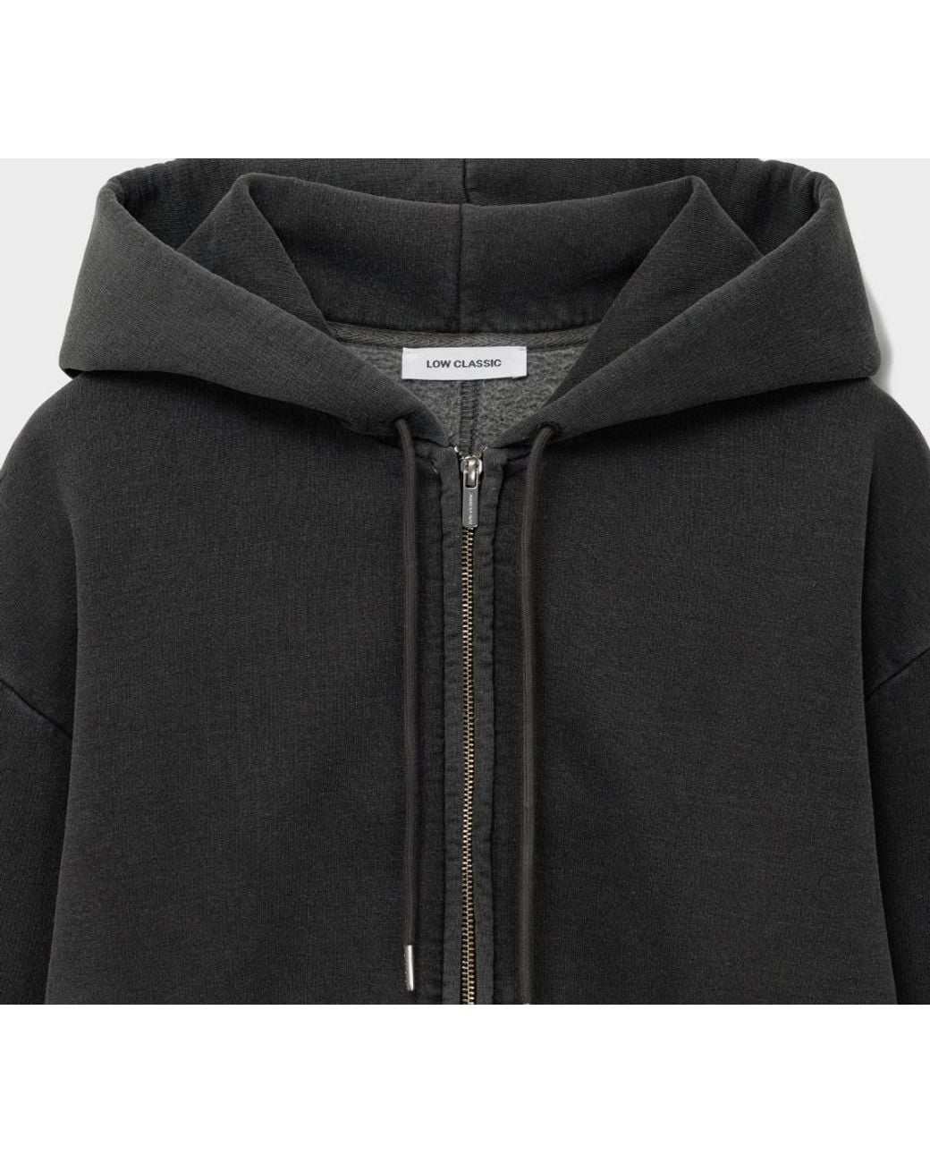 Low Classic Black Washed Cotton Zip-Up Hoodie
