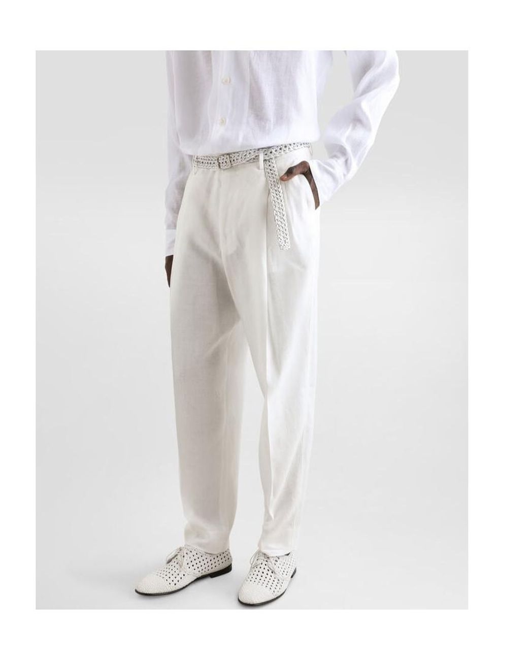 Dolce & Gabbana White Pressed Crease Pants for men