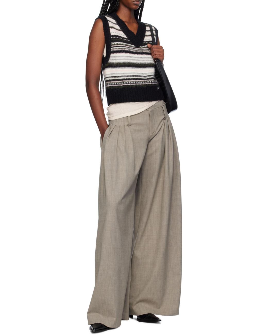 Ganni Black Striped Pattern Knit Vest