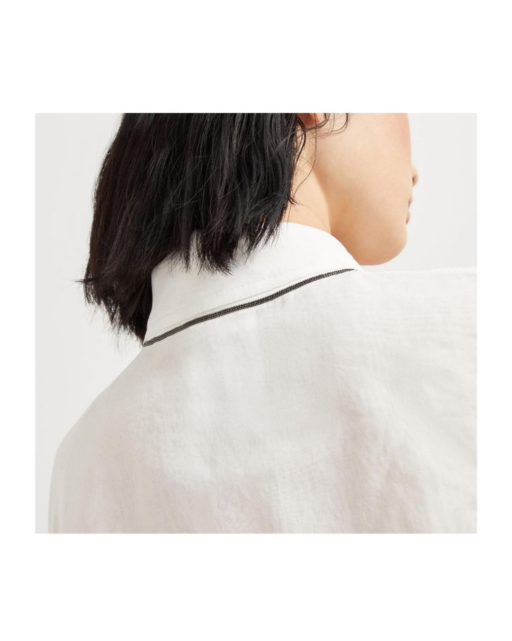 Brunello Cucinelli White Monili Chain-Detail Organza Jacket