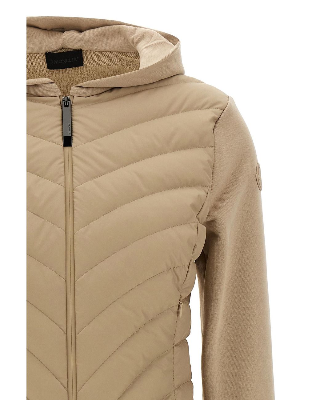 Moncler Natural Padded Diagonal-Quilted Zip-Up Jacket