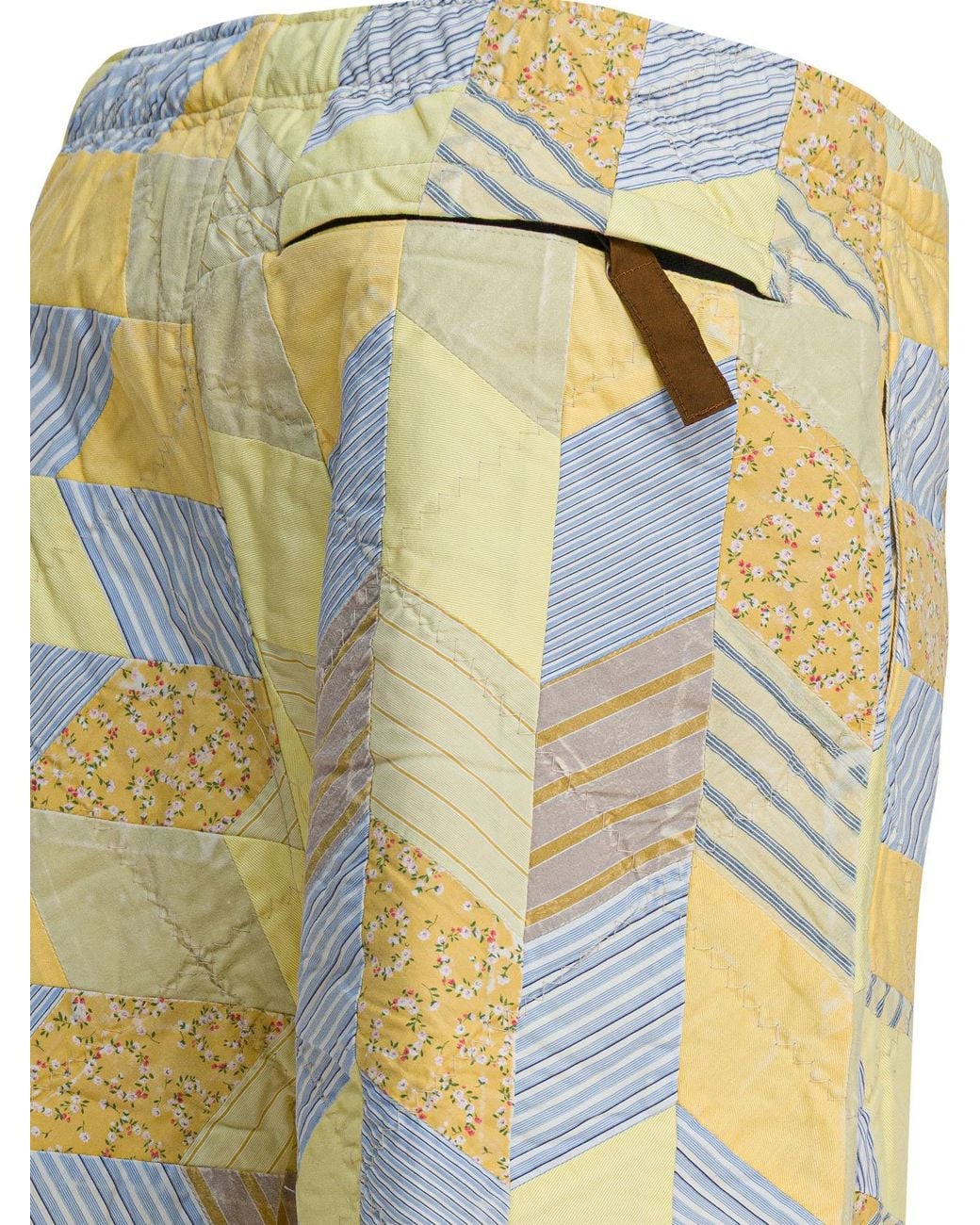 Kapital Yellow Patchwork Quilted Shorts for men