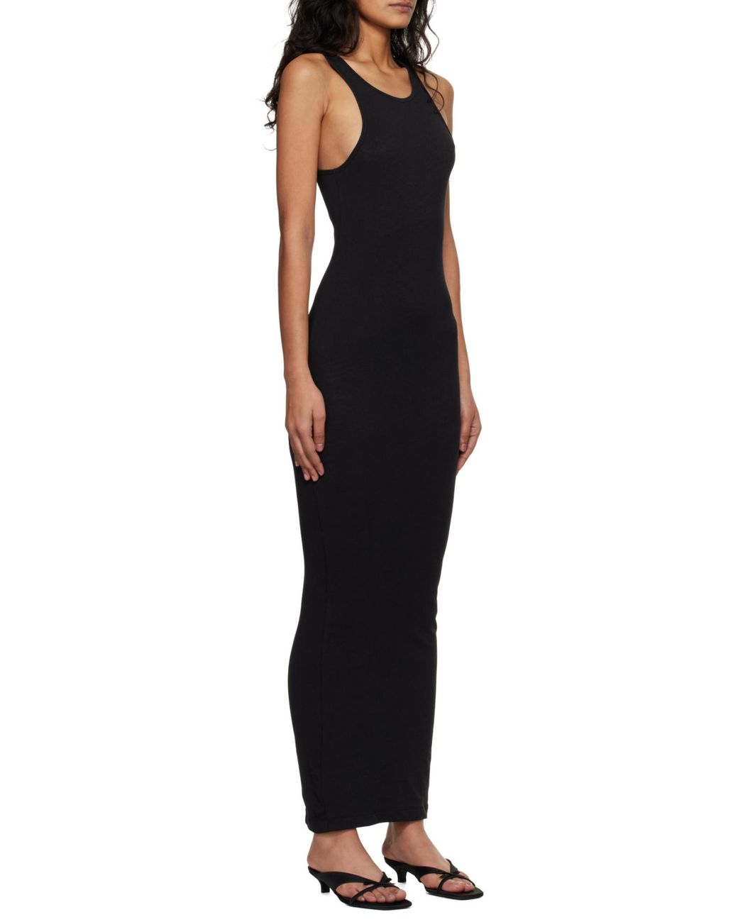 Entire studios Black Midi Muscle Tank Knitted Dress