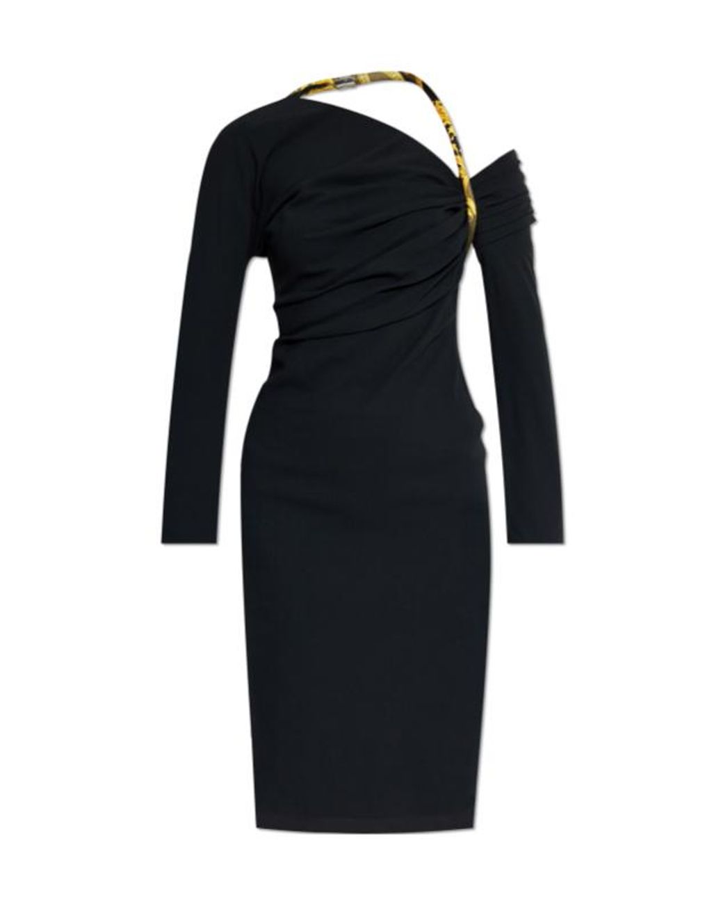 Versace Black Cut-Out Detailed Long-Sleeved Dress