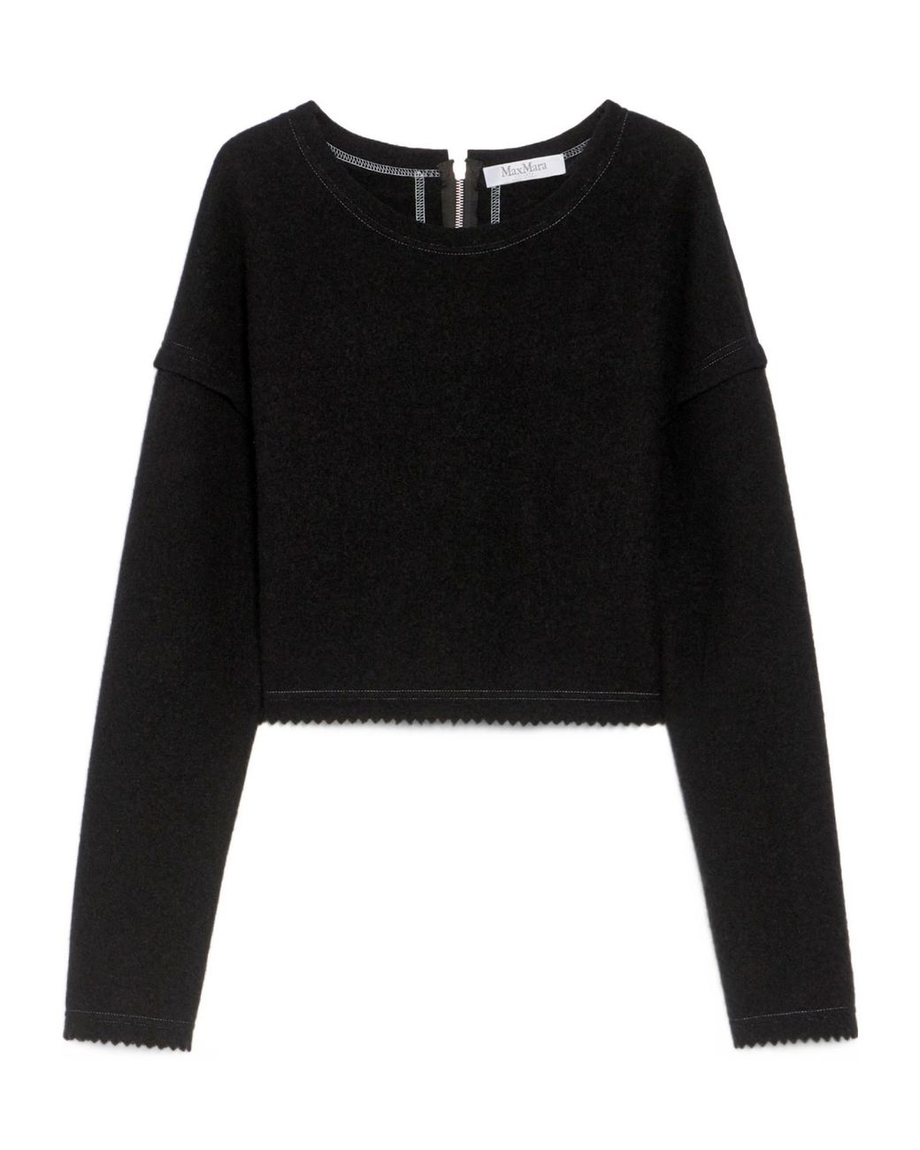 Max Mara Black Zip Detailed Crewneck Jumper