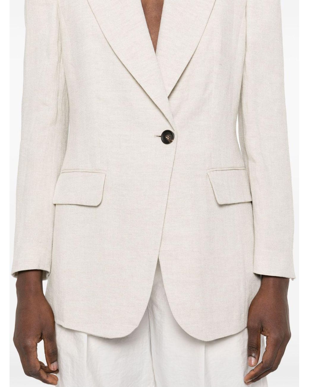 Brunello Cucinelli Natural Lurex Buttoned Blazer