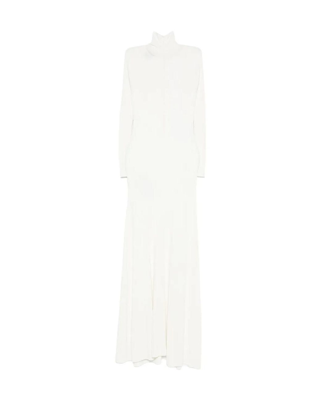Coperni White Ribbed Maxi Knitted Dress