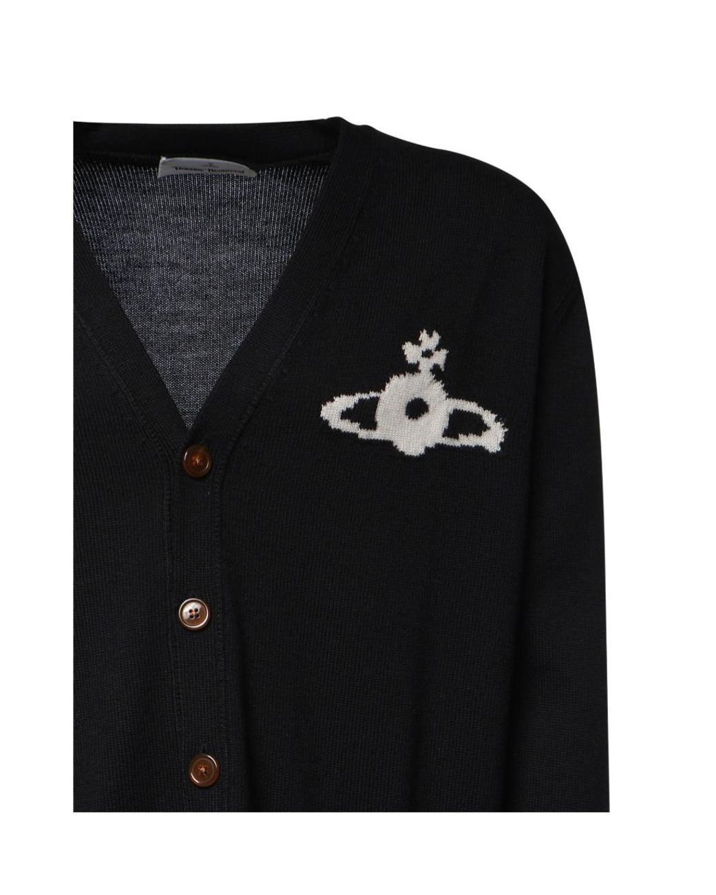Vivienne Westwood Black Orb Logo V-Neck Cardigan for men